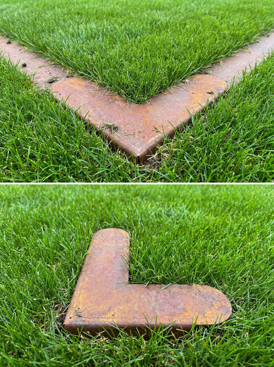 Rasenkante Eckstück| Cortenstahl | Garten Beetumrandung | Mähroboterfreundlich