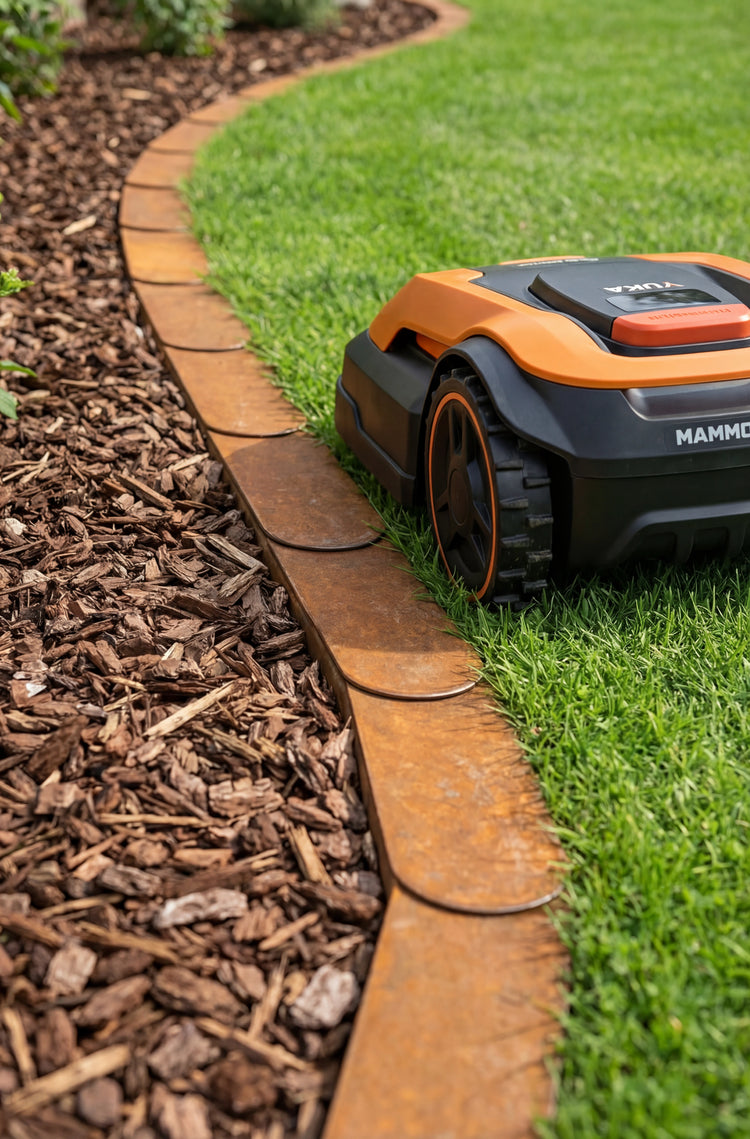 Premium Rasenkante Metall | Cortenstahl | Garten Beetumrandung | Mähroboterfreundlich